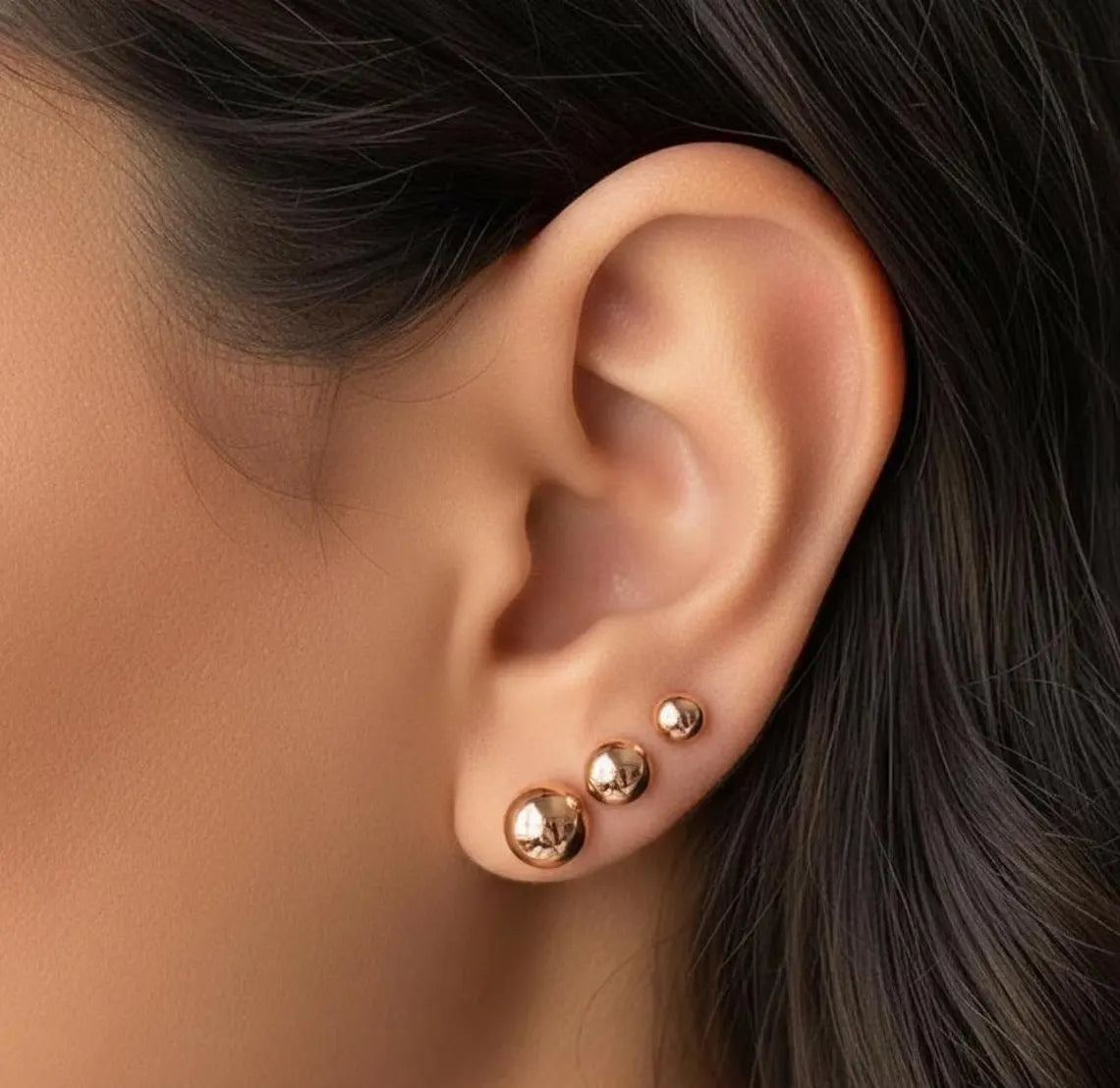 14k Yellow Gold Ball Stud ,White Gold ,Rose Gold Ball Stud Earrings, Minimalist Unisex Style