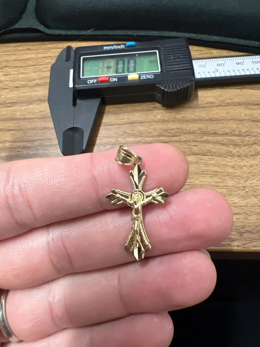 10k Yellow Gold Cross Pendant with Jesus Crucifix – Religious Christian Charm for Men or Women, Solid Gold Faith Jewelry (Copy)