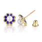 14K Yellow and White Gold Flower Pearl CZ Birthstone Stud Earrings with Screw Back