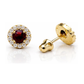 14K Yellow Gold Halo CZ Birthstone Stud Earrings with Screw Back