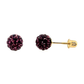 14K Yellow Gold Round Crystal Ball Stud Earrings with Screw Back - 10mm