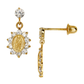 14K Yellow Gold Virgen de Guadalupe CZ Stud Earrings with Screw Back