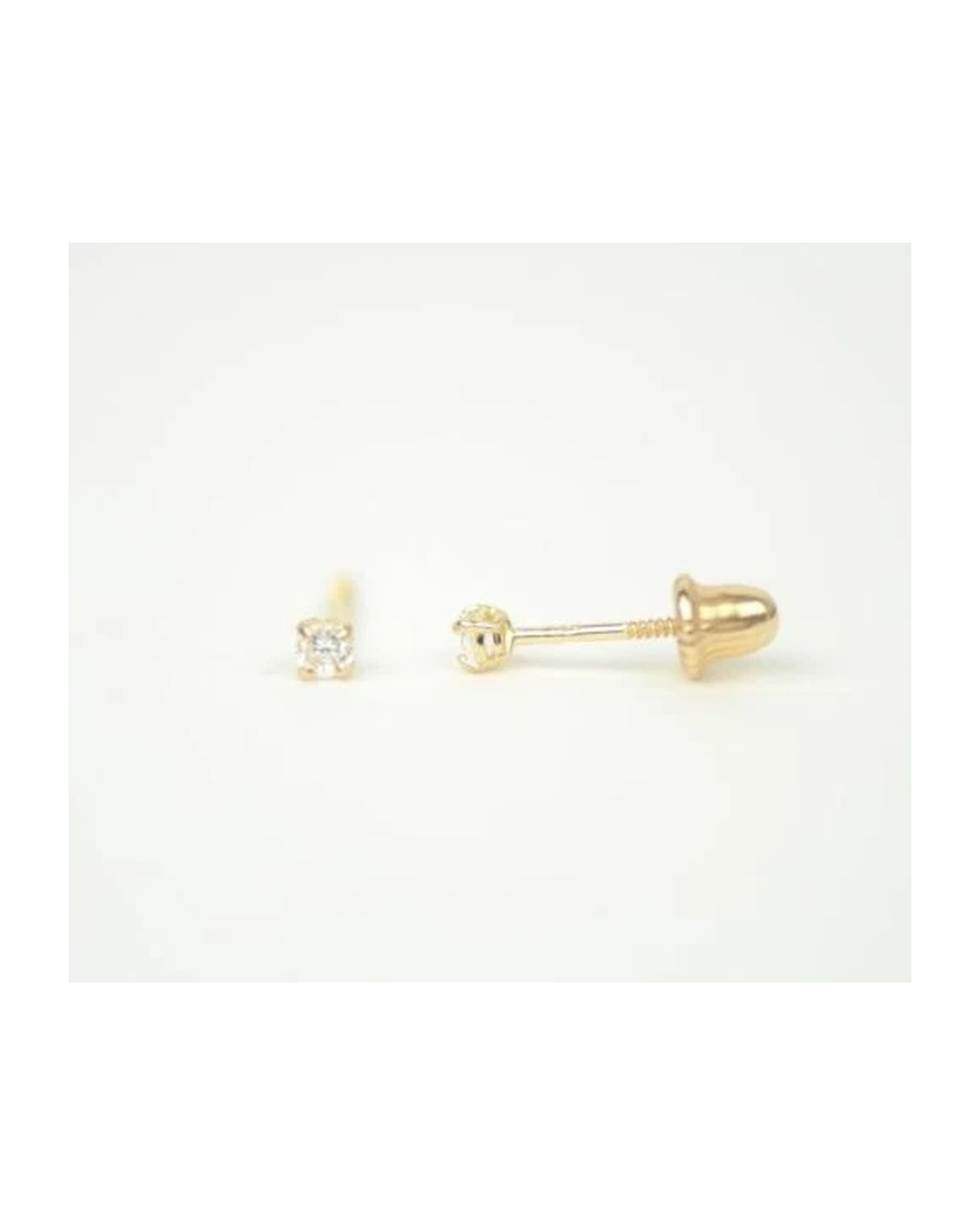 14K Yellow Gold Round CZ Stud Earrings with Screw Back - 2.0mm to 7.0mm