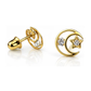 14K Yellow and White Gold Moon and Star CZ Stud Earrings with Screw Back