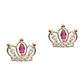 14K Yellow Gold Crown CZ Stud Earrings with Screw Back