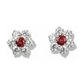 14K White Gold Flower CZ Stud Earrings with Screw Back