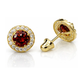14K Yellow Gold Halo CZ Stud Earrings with Screw Back