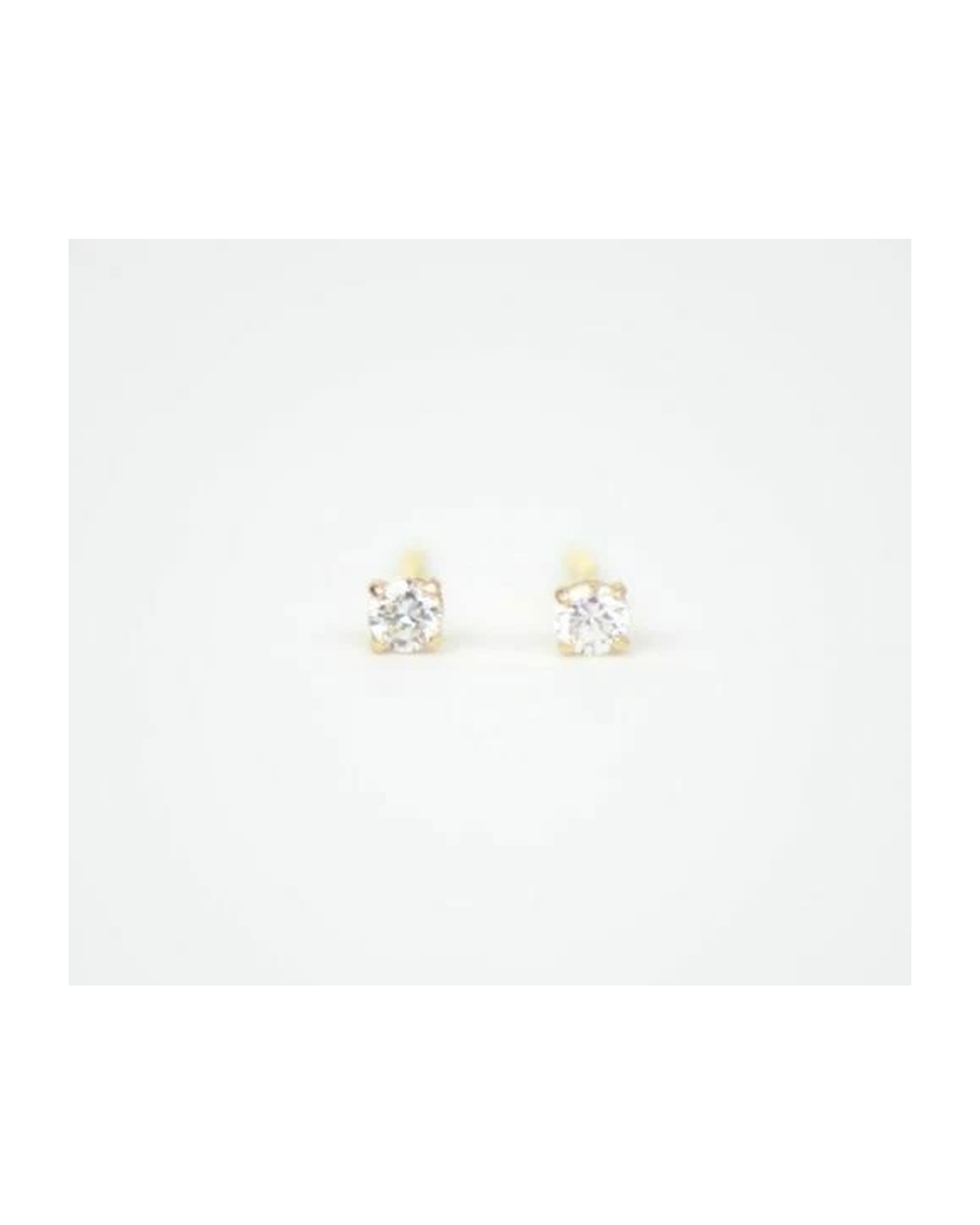 14K Yellow Gold Round CZ Stud Earrings with Screw Back - 2.0mm to 7.0mm