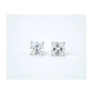 14K White Gold Square Princess Cut CZ Stud Earrings with Screw Back - 3mm to 7mm