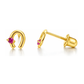 14K Yellow and White Gold Horseshoe CZ Stud Earrings with Screw Back - Clear, Pink and Ruby