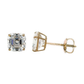 14K Yellow Gold Asscher Cut CZ Stud Earrings with Screw Back - 5mm to 10mm