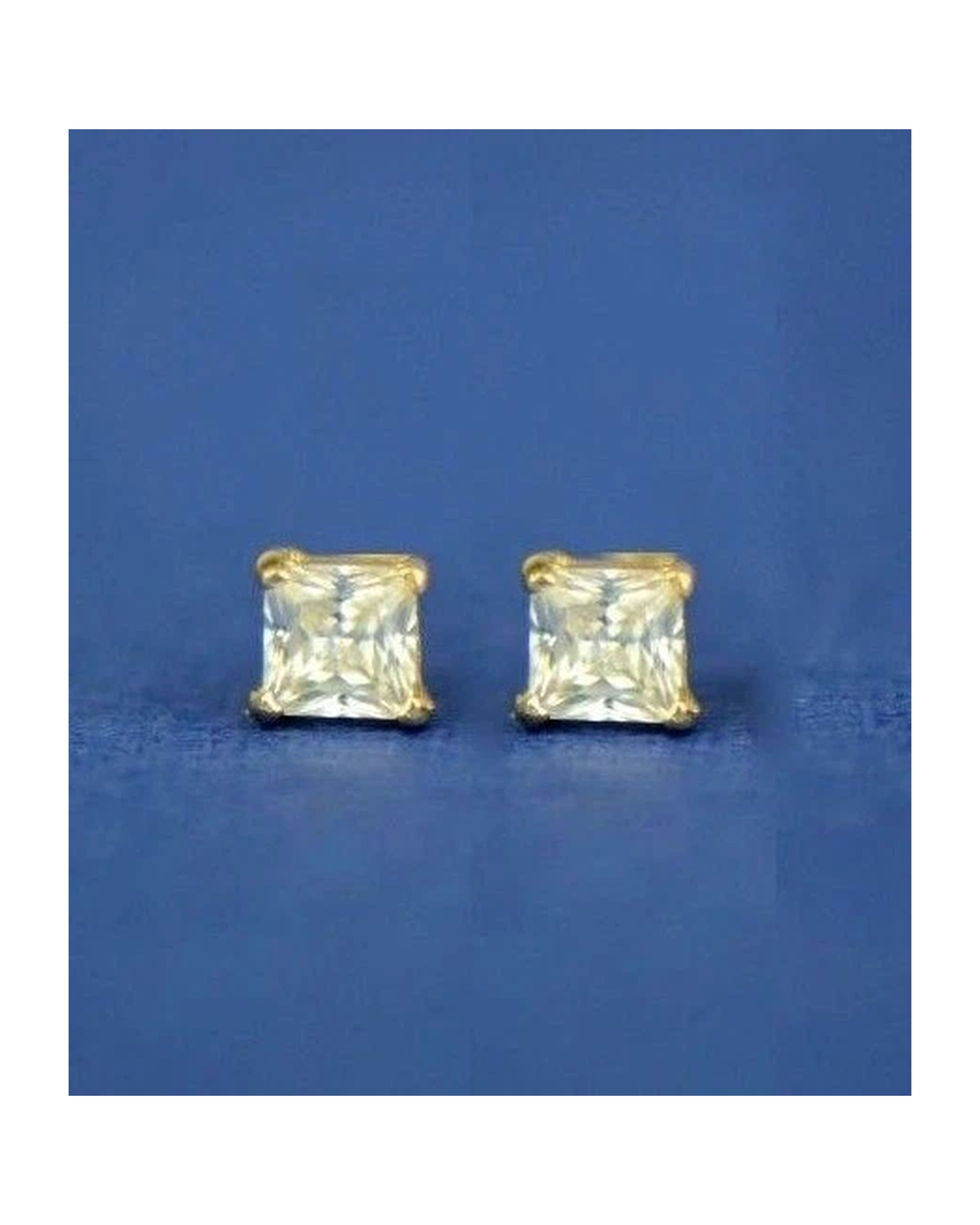 14K Yellow Gold Square CZ Stud Earrings with Screw Back - 3x3mm to 10x10mm