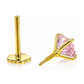 14K Yellow Gold CZ Birthstone Cartilage Barbell Earring with Screw Back - 2mm to 4mm
