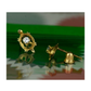 14K Yellow Gold Turtle CZ Stud Earrings with Screw Back