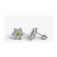 14K White Gold Flower CZ Stud Earrings with Screw Back