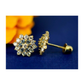14K Yellow Gold Flower CZ Stud Earrings with Screw Back