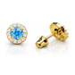 14K Yellow Gold Halo CZ Birthstone Stud Earrings with Screw Back