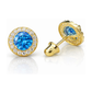 14K Yellow Gold Halo CZ Stud Earrings with Screw Back