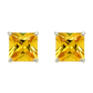 14K Yellow Gold Square Princess Cut CZ Birthstone Stud Earrings with Screw Back - 3mm to 7mm