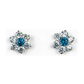 14K White Gold Flower CZ Stud Earrings with Screw Back