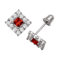14K Yellow and White Gold CZ Birthstone Stud Earrings with Screw Back