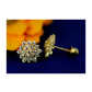 14K Yellow Gold Flower CZ Stud Earrings with Screw Back