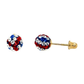 14K Yellow Gold Round Crystal Ball Stud Earrings with Screw Back - 10mm