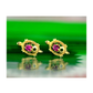 14K Yellow Gold Turtle CZ Stud Earrings with Screw Back