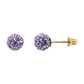 14K Yellow Gold Round Crystal Ball Stud Earrings with Screw Back - 10mm