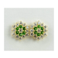 14K Yellow Gold Flower CZ Stud Earrings with Screw Back