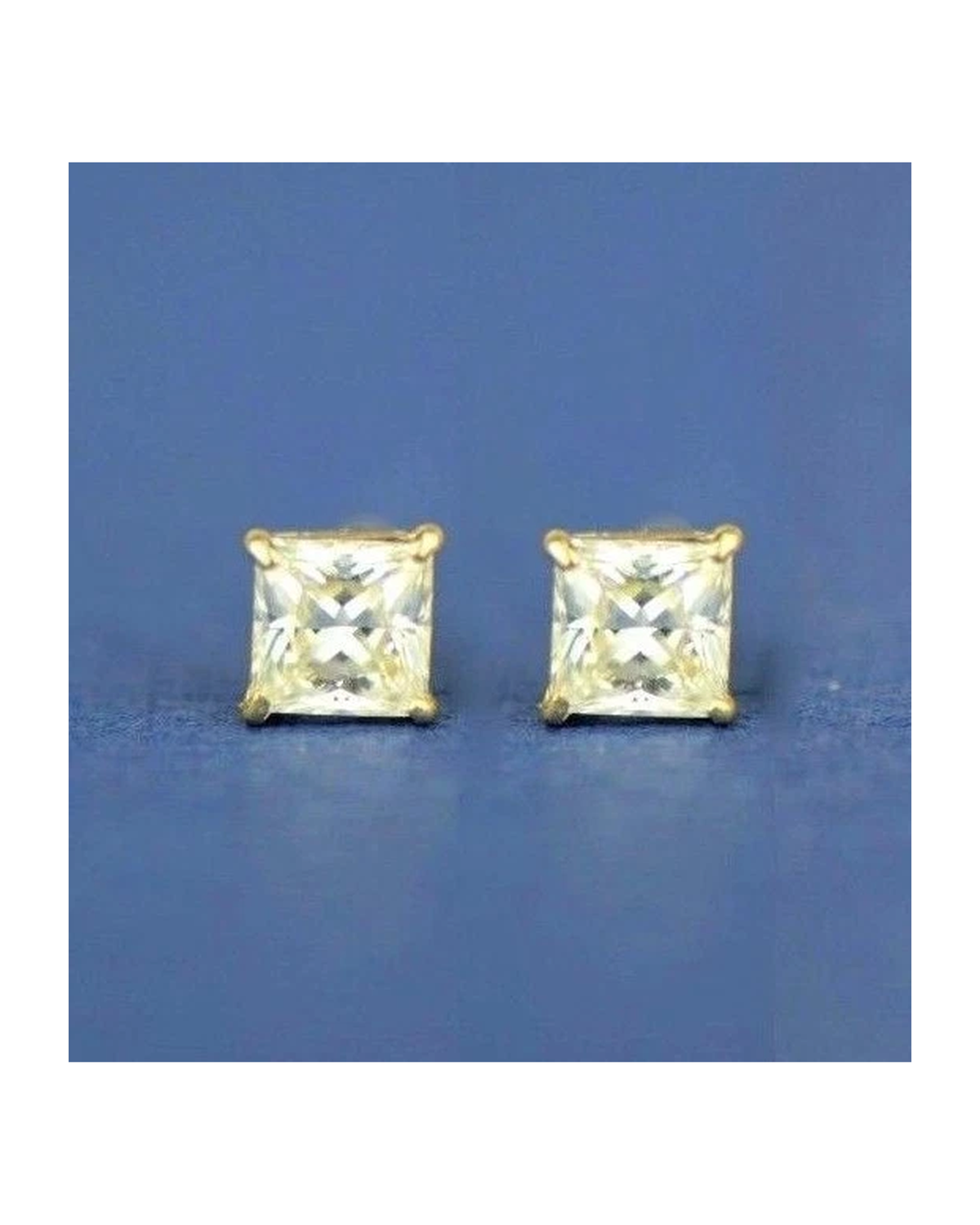 14K Yellow Gold Square CZ Stud Earrings with Screw Back - 3x3mm to 10x10mm