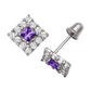14K Yellow and White Gold CZ Birthstone Stud Earrings with Screw Back