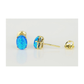 14K Yellow and White Gold Oval Opal Stud Earrings with Screw Back