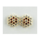 14K Yellow Gold Flower CZ Stud Earrings with Screw Back