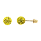 14K Yellow Gold Round Crystal Ball Stud Earrings with Screw Back - 10mm