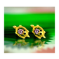 14K Yellow Gold Turtle CZ Stud Earrings with Screw Back