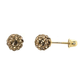 14K Yellow Gold Round Crystal Ball Stud Earrings with Screw Back - 10mm