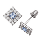 14K Yellow and White Gold CZ Birthstone Stud Earrings with Screw Back