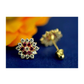 14K Yellow Gold Flower CZ Stud Earrings with Screw Back