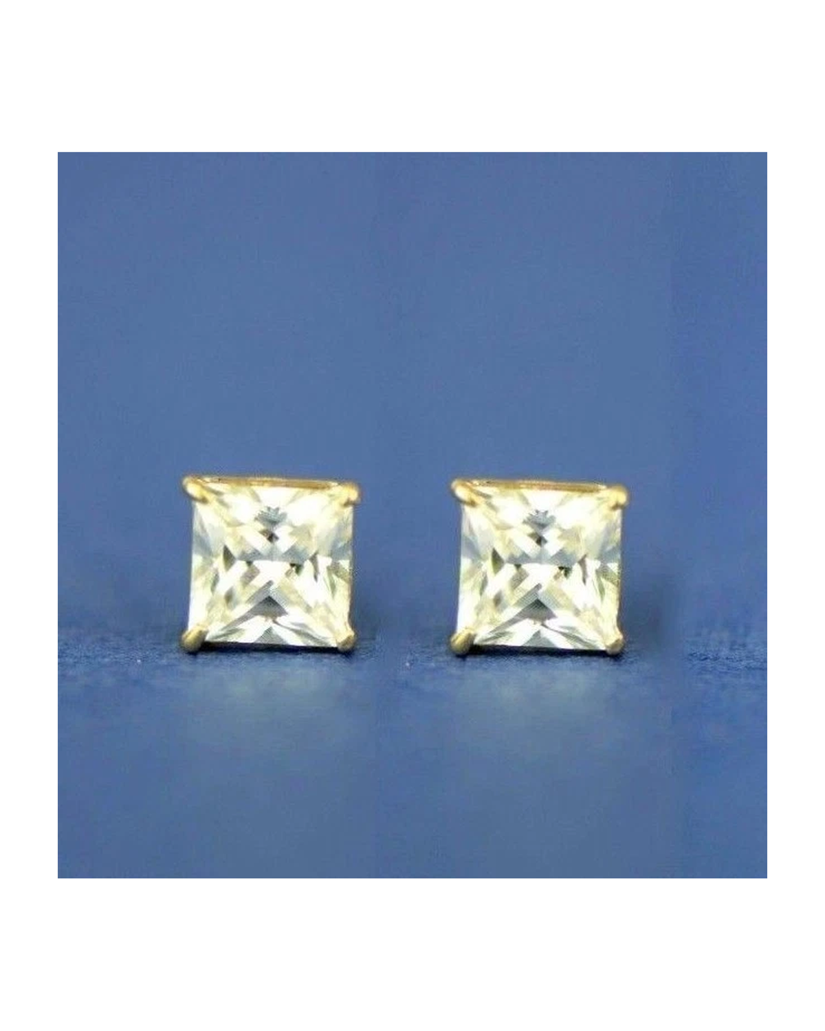 14K Yellow Gold Square CZ Stud Earrings with Screw Back - 3x3mm to 10x10mm