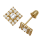 14K Yellow and White Gold CZ Birthstone Stud Earrings with Screw Back