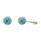14K Yellow Gold Round Crystal Ball Stud Earrings with Screw Back - 10mm