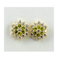 14K Yellow Gold Flower CZ Stud Earrings with Screw Back