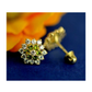 14K Yellow Gold Flower CZ Stud Earrings with Screw Back
