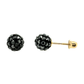 14K Yellow Gold Round Crystal Ball Stud Earrings with Screw Back - 10mm