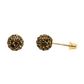 14K Yellow Gold Round Crystal Ball Stud Earrings with Screw Back - 10mm