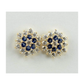 14K Yellow Gold Flower CZ Stud Earrings with Screw Back