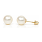 14K Yellow Gold Genuine White Pearl Stud Earrings with Screw Back - 3mm to 8.5mm