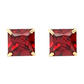 14K Yellow Gold Square Princess Cut CZ Birthstone Stud Earrings with Screw Back - 3mm to 7mm