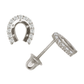 14K Yellow and White Gold Horseshoe CZ Stud Earrings with Screw Back